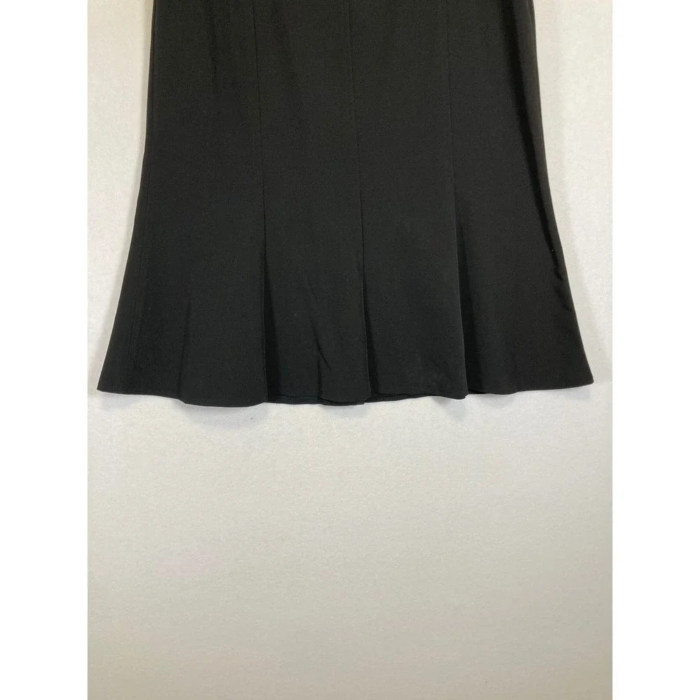 Classic Career Larry Levine Women 14 Black Belted‎ A-Line Midi Skirt 103715